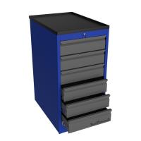 Тумба инструментальная Верстакофф PROFFI Д6 RAL5005 (6 выдвижных ящиков RAL7024, замок+лоток)