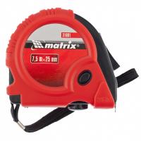Рулетка Rubber, 7.5 м х 25 мм, обрезиненный корпус Matrix