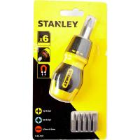 Отвертка Stanley "Multibit stubby" со сменными вставками с храповым механизмом 0-66-358