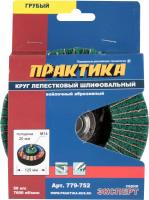 Круг полировальный Практика лепестковый, абразивный, грубый, 125 мм, М14, 20 мм