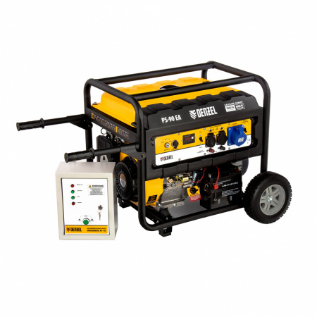 Генератор бензиновый PS 90 EA, 9.0 кВт, 230В, 25 л, коннектор автоматики, электростартер Denzel