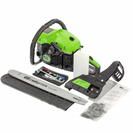 Пила цепная бензиновая ПЦБ-5245, шина 45 см, 52 см3, 3.4 л.с, шаг 0.325, паз 1.5 мм, 72 звена Сибртех