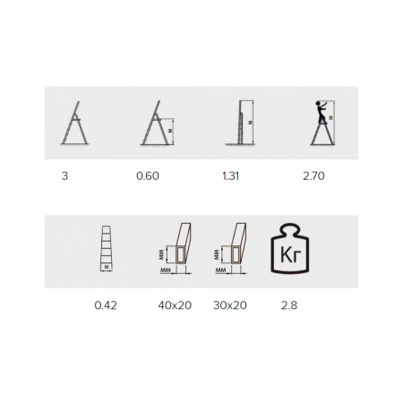 Стремянка Алюмет 3 ступени алюминиевая матовая