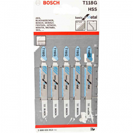 Набор пилок Bosch 5шт T118 G (012)