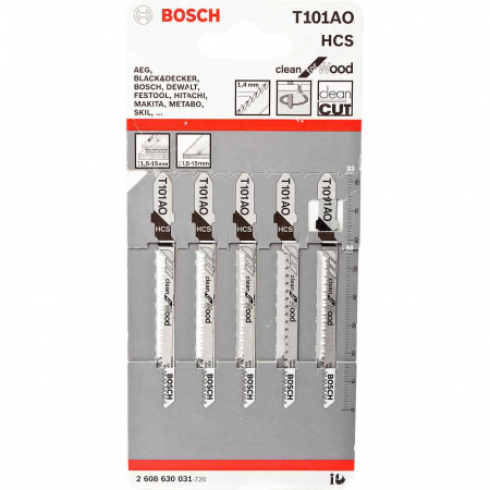 Набор пилок Bosch 5шт T101 AO (031)