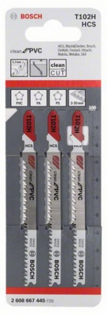 Набор пилок Bosch 3шт T102H CleanPVC, пластик (445)