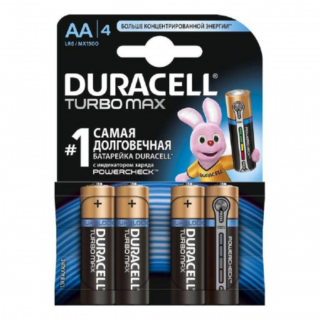 Элемент питания Duracell MX1500/LR6 (AA) Turbo BP4 (4шт)