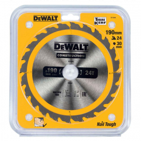 Диск пильный DeWalt твердосплавный 190х30х24 CONSTRUCTION DT1944