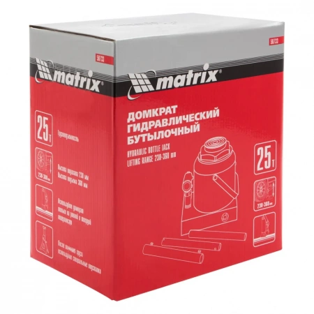 Домкрат гидравлический бутылочный, 25 т, высота подъема 240-375 мм Matrix Master 50733