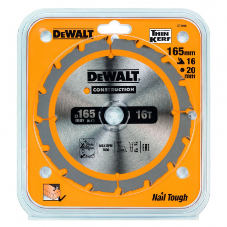Диск пильный по дереву DeWalt CONSTRUCT 165/20 DT1948